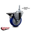 Service Caster 4 Inch Blue Polyurethane 38 Inch Threaded Stem Caster with Brake SCC-TS20S414-PPUB-BLUE-PLB-381615